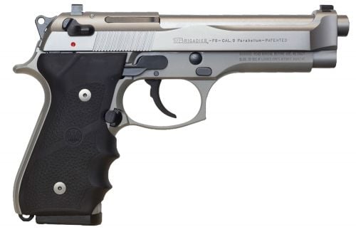 Beretta USA 92FS Brigadier *CA Compliant 9mm Luger 4.90 10+1 Satin Stainless Steel Slide Black Hogue Wraparound Rubbe