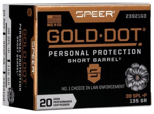 Speer Gold Dot Personal Protection .38 Spl +P 135 GR Hollow Point Short Barrel 20rd box