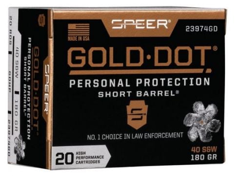 Speer Ammo 40 S&W Gold Dot Personal Protection 180 GR Hollow Point 20 Bx/ 10 Cs