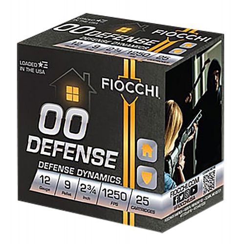 Fiocchi 12EX00BK Defense Dynamics 12 Gauge 2.75 9 oz 00 Buck Shot 25 Bx/ 10 Cs