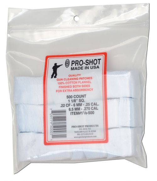 Pro-Shot Cleaning Patches Cotton 1.125 Sq 22-270 Cal 500 Per Pack