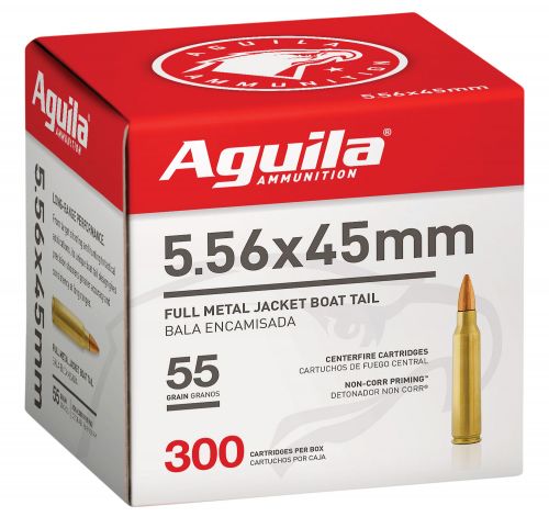 Aguila Rifle 5.56x45mm NATO 55 gr Full Metal Jacket Boat-Tail (FMJBT) 300 Bx/ 4 Cs