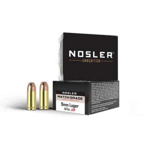 Nosler Match Grade Handgun 9mm 147 GR Jacket Hollow Point 20 Bx/ 20 Cs