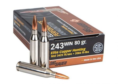 Sig Sauer Elite Copper Hunting 243 Win 80 gr Copper Hollow Point 20 Bx/ 10 Cs