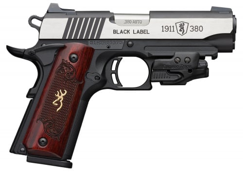 Browning 051953492 1911-380 Black Label Medallion 380 ACP 3.63 8+1 Matte Black Stainless Steel Slide Rosewood with Integrated G