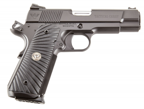 Wilson Combat 1911 Commander Tactical Carry 9mm Single 5 8+1 Black G10 Starburst Grip OD Green Carbon Steel Frame