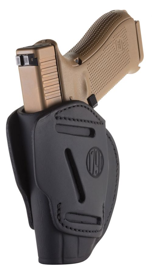 1791 Gunleather 3 Way Stealth Black Leather OWB fits For Glock 17/HK VP9/S&W M&P9/Sprgfld XD9 Ambidextrous Hand