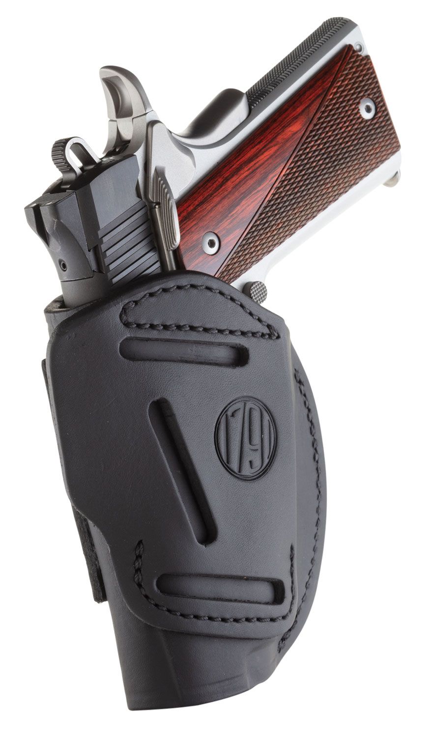 1791 Gunleather 4 Way Stealth Black Leather IWB/OWB 1911 3-4"/Browning Hi Power Right Hand