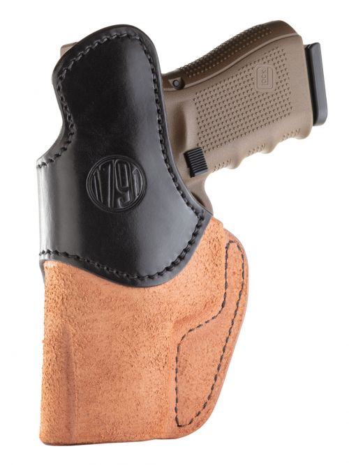 1791 Gunleather RCH Black w/Brown Trim Leather IWB For Glock 17/S&W Shield/Sprgfld XD9 Right Hand