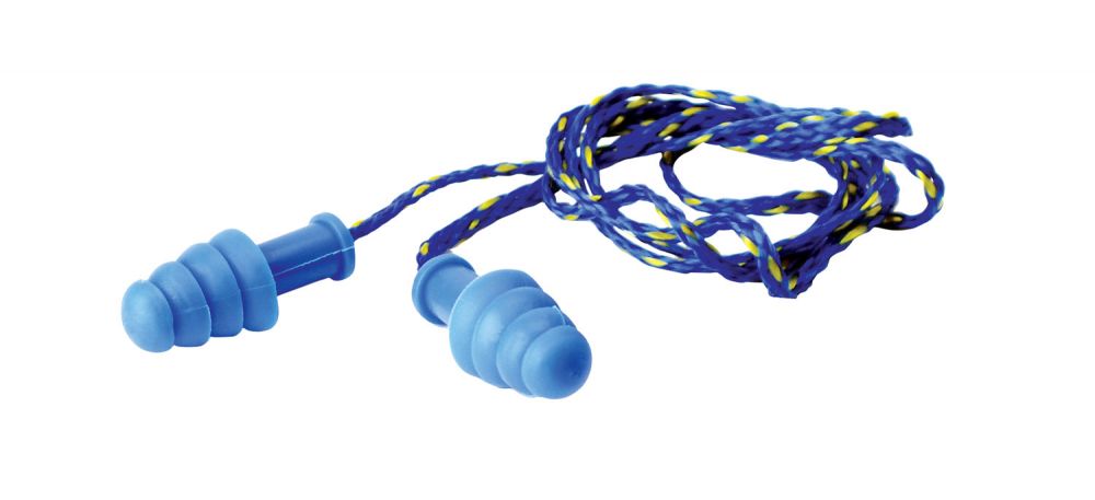 Walkers Corded Foam Ear Plugs 27 dB In The Ear Blue Ear Buds with Blue & Yellow Cord Adult