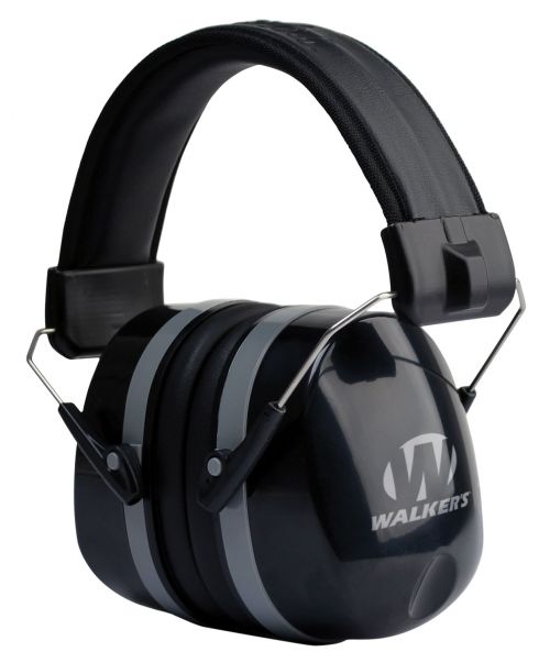 Walkers Premium Passive Muff Polymer 32 dB Folding Over the Head Black Ear Cups with Black Headband Adult