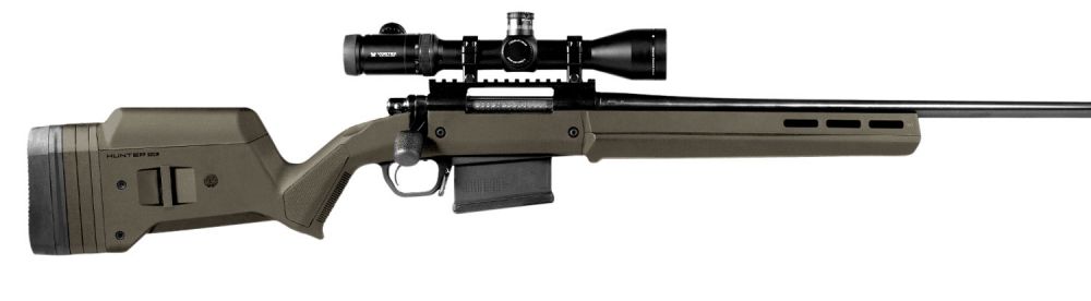 Magpul Hunter 700 Stock Fixed w/Aluminum Bedding & Adj Comb OD Green Synthetic for Remington 700 LA