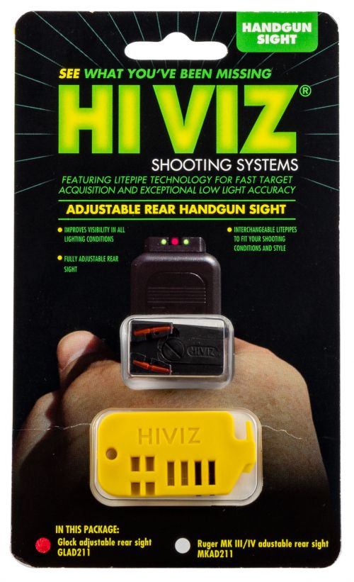 Hi-Viz For Glock Target Rear Red/Green/Black Fiber Optic Handgun Sight