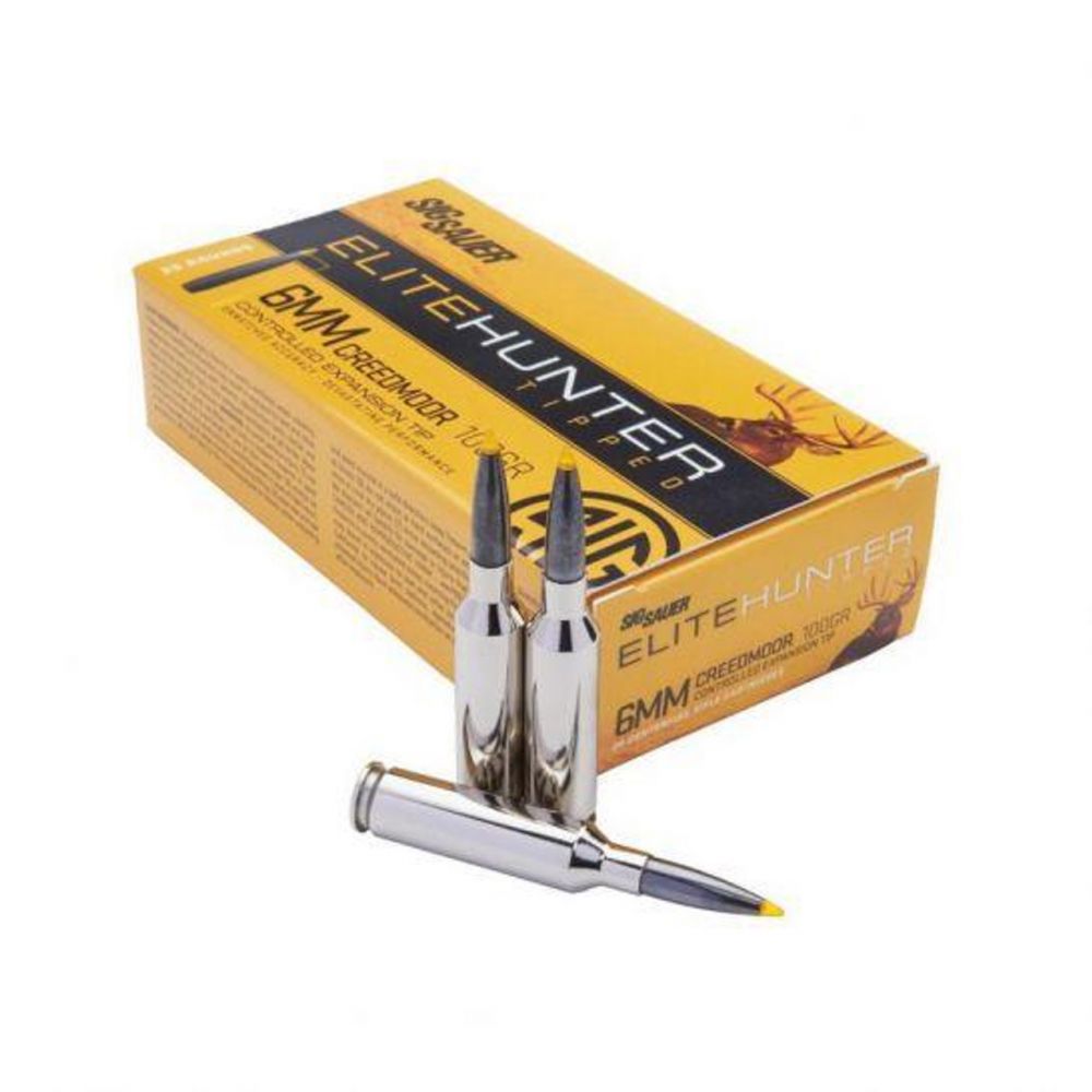 Sig Sauer Elite Hunter Tipped 6mm Creedmoor 100 gr Controlled Expansion Tip 20 Bx/ 10 Cs