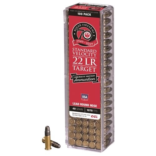 CCI Ruger 70th Anniversary Commemorative .22 LR 40 gr Lead Round Nose (LRN) 100 Bx/ 50 Cs