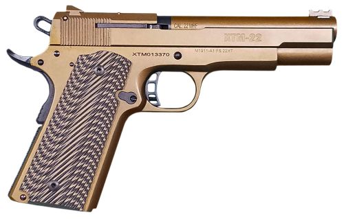 Rock Island Armory XT22 Magnum 22 Mag 5 14+1 Burnt Bronze Cerakote Steel Sldie Brown G10 w/Cross Hatch Grip