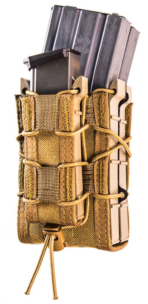 High Speed Gear TACO MOLLE X2RP Double Modular Rifle Magazine Pouch Coyote Brown Nylon w/Polymer Divider with Pistol Ma