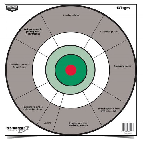 Birchwood Casey EZE-Scorer Handgun Trainer Bullseye Paper Target 12 13 Per Pack