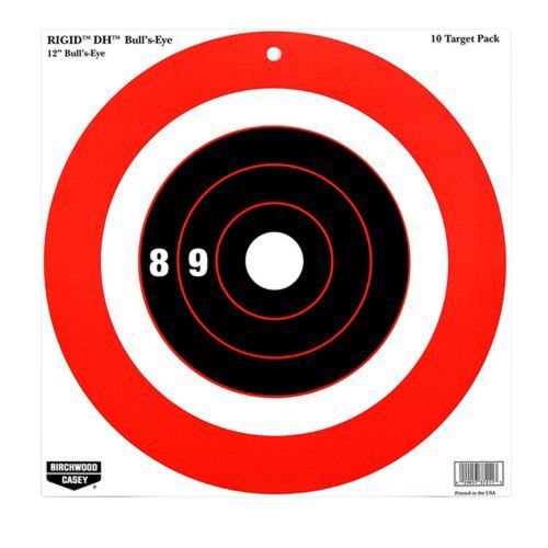 Birchwood Casey Rigid Bulls-Eye DH Bullseye Tagboard Target 12 x 12 10 Per Pack