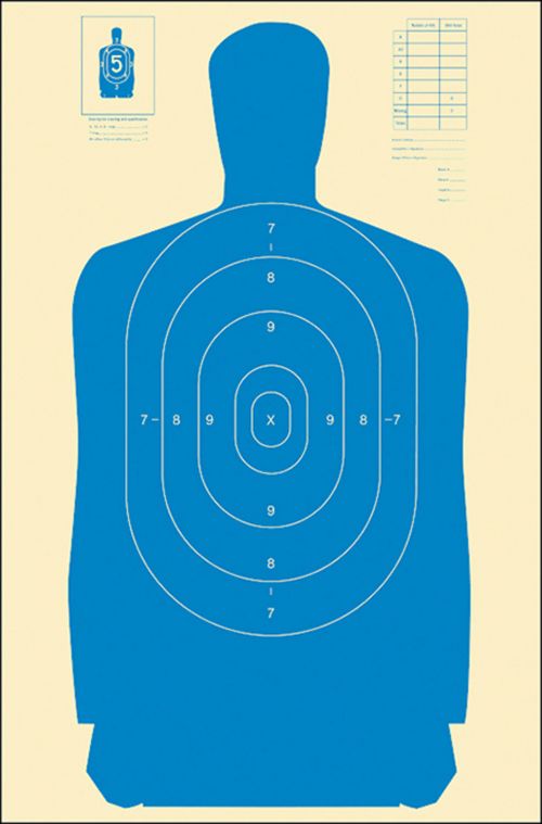 Action Target B-27SBLUE-100 B-27S Qualification Target Silhouette Hanging Paper Target 24 x 45 100 Per Box