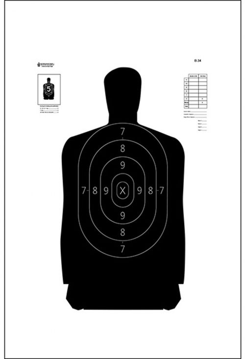 Action Target B-34 Qualification Target Silhouette Hanging Paper Target 17.50 x 23 100 Per Box