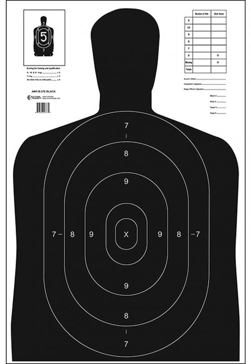 Action Target B-27EBLACK-100 B-27E Economy Silhouette Hanging Paper Target 23 x 35 100 Per Box