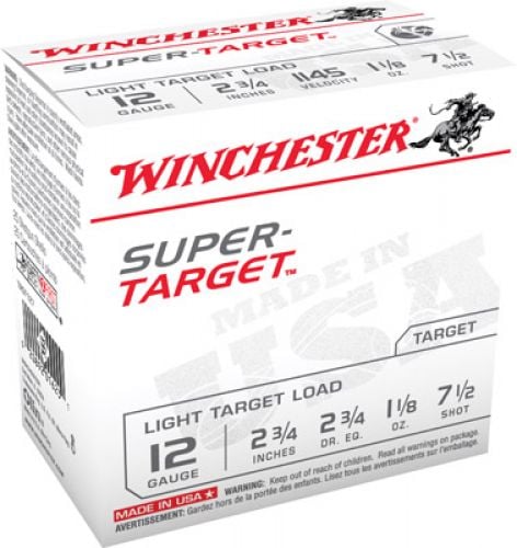 Winchester  Super Target Light Target Load 12 Gauge Ammo 2.75 1 1/8 oz  #7.5 Shot 1145 fps 25 round box