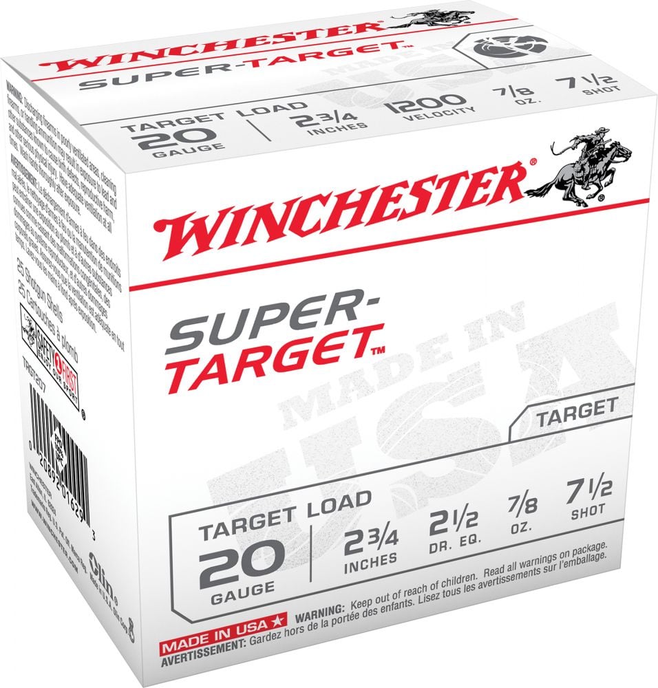 Winchester Super Target 20ga Shotshells 7/8oz. #7.5 Shot 25rd box