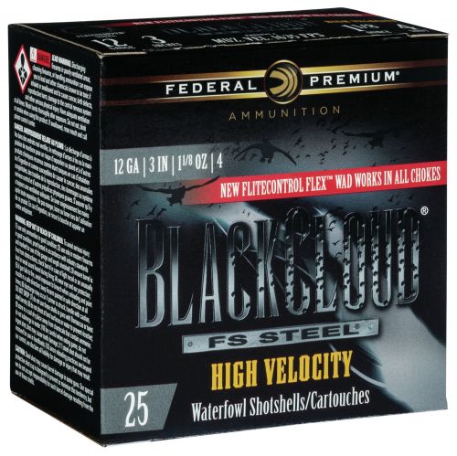 Federal Black Cloud FS Steel High Velocity 12 Gauge 3 1 1/8 oz 4 Shot 25 Bx/ 10 Cs