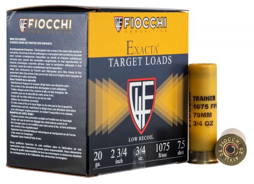 Fiocchi Exacta Target Low Recoil 20 GA 2.75 3/4 oz 7.5 Round 25 Bx/ 10 Cs