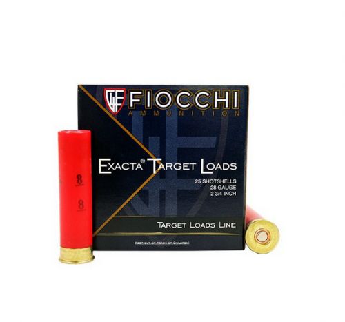 Fiocchi Exacta Target VIP 28 Gauge Ammo 2.75 3/4 oz  #8 shot 25rd box