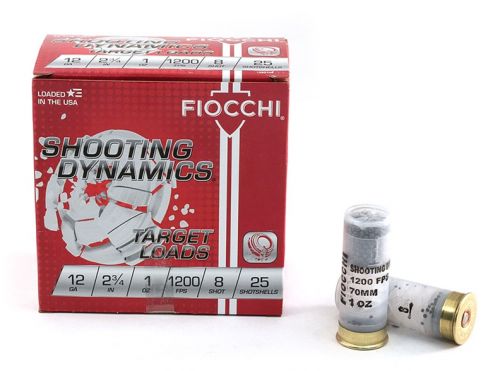 Fiocchi Shooting Dynamics Target Load  12 Gauge Ammo 2-3/4  1 oz #8 shot  25 Round Box