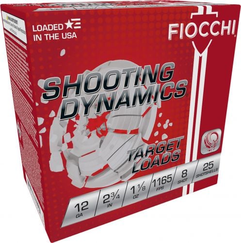 Fiocchi 12SD18L8 Shooting Dynamics Target Load 12 Gauge 2.75 1 1/8 oz 8 Shot 25 Bx/ 10 Cs
