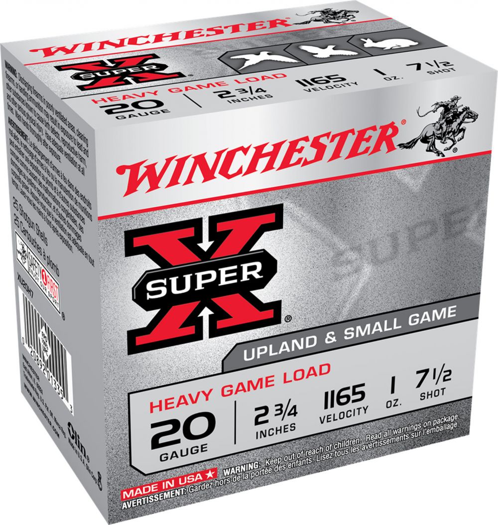 Winchester Super X Heavy Game 20 Gauge Ammo 2.75 1 oz #7.5 Shot 25rd box