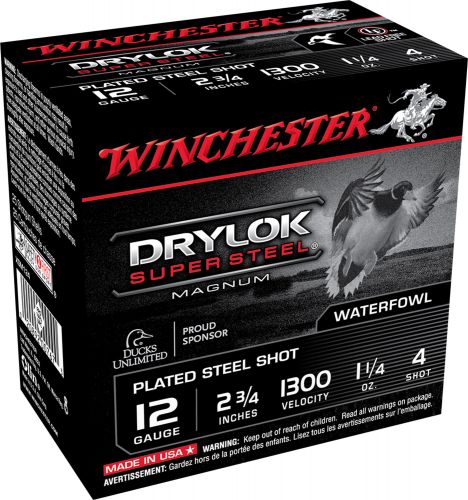 Winchester Ammo Drylock Super Steel Magnum 12 GA 2.75 1 1/4 oz 4 Round 25 Bx/ 10 Cs