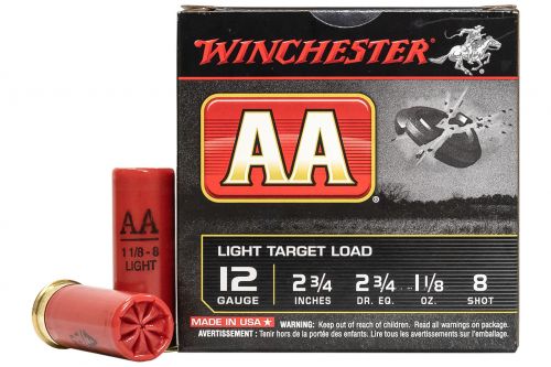 Winchester AA Light Target Lead Shot 12 Gauge Ammo 8 Shot 25 Round Box