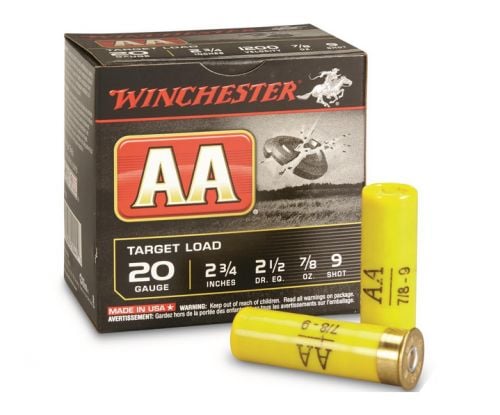 Winchester Ammo AA Target 20 Gauge 2.75 7/8 oz 9 Shot 25 Bx/ 10 Cs
