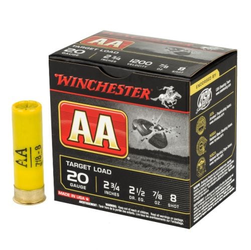 Winchester  AA Target 20 GA Ammo 2.75\\\ 7/8 oz #8 shot 25rd box