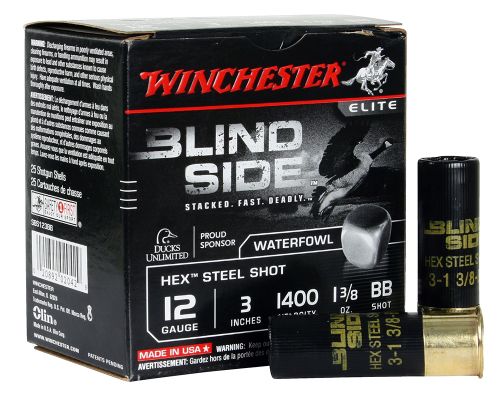 Winchester Blindside Hex Steel 12 Gauge Ammo 3 BB Shot 25 Round Box