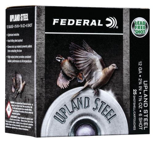 Federal Upland Steel 12 GA 2.75 1 1/8 oz 6 Round 25 Bx/ 10 Cs