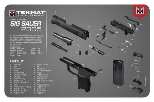 TekMat Original Cleaning Mat Sig P365 Parts Diagram 11 x 17