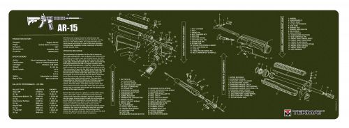 TekMat Original Cleaning Mat AR-15 Parts Diagram 12 x 36 OD Green