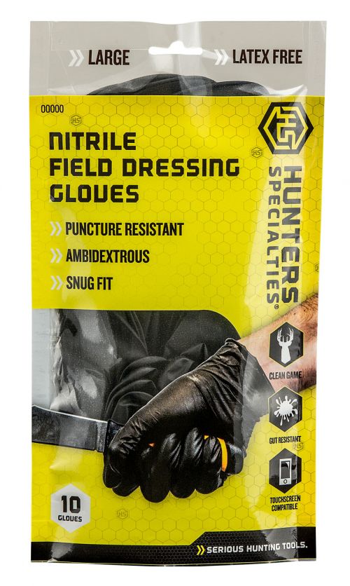 Hunters Specialties Nitrile Gloves-Large,Black, 10 Per Pack