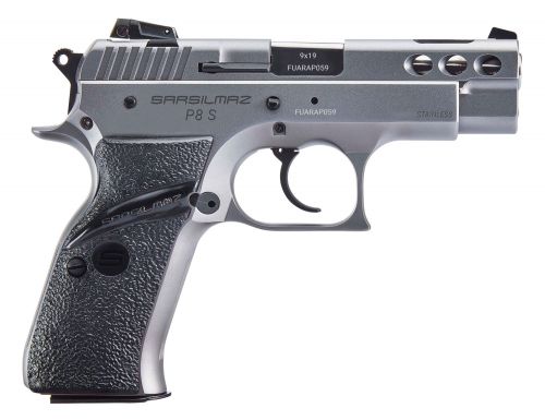 Sar USA P8S Compact 9mm 3.80 17+1 Stainless Steel Black Polymer Grip