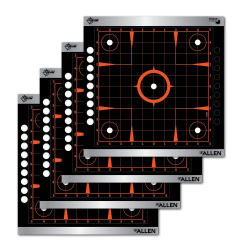 Allen EZ Aim Reflective Sight-In Self-Adhesive Paper 12 x 12 Grid Black/Orange 4 Per Pack