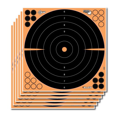 Allen EZ Aim Splash Self-Adhesive Paper 16 x 16 Bullseye Black/Orange 5 Pack