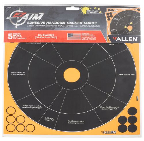 Allen EZ Aim Splash Self-Adhesive Paper 12 x 12 Circle Black/Orange 5 Pack