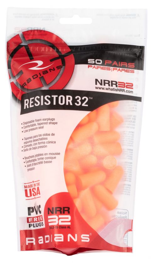 Radians Resistor Earplugs Foam 32 dB Orange 50 Pair