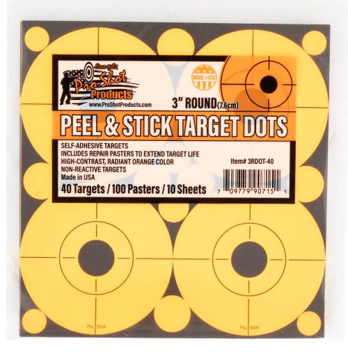 Pro-Shot Peel & Stick Target Dots 3 Orange 10 Per Pack
