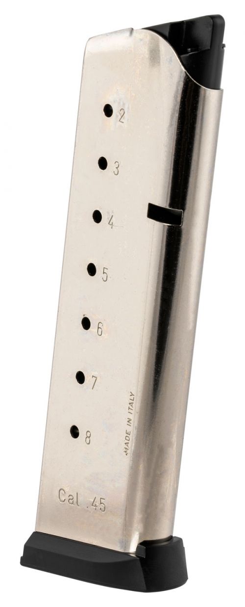 Mec-Gar Magazine for 1911 Government 45 ACP 8 Round, Nickel Finish